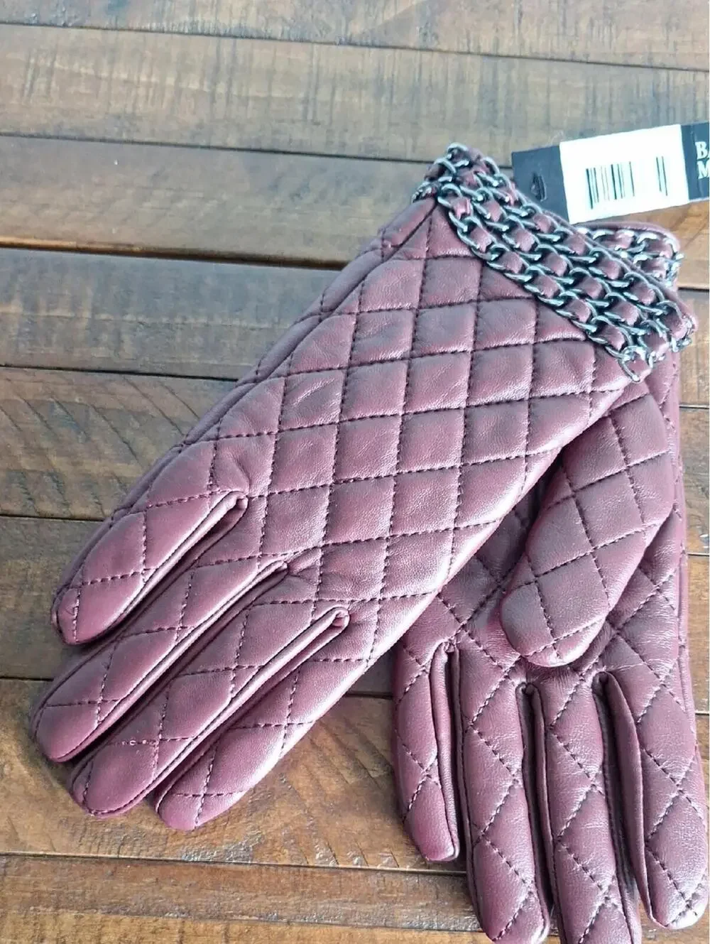 Nwt Badgley Mischka Burgandy Sheep Leather Fashion Glove